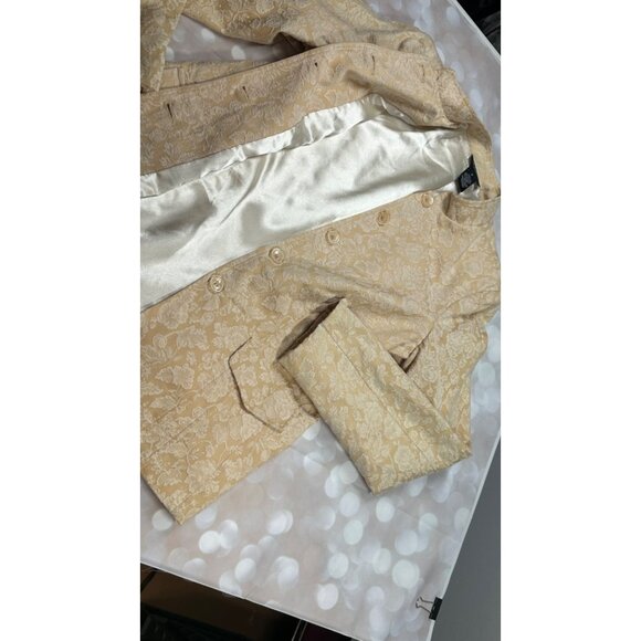 Vintage QVC Dialogue Womens Medium Tan Brocade Textured 2 Piece Shirt Jacket Set - Picture 4 of 15